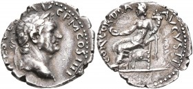 Vespasian, 69-79. Denarius (Silver, 18 mm, 3.46 g, 6 h), Antiochia (or Tyre?), 72-73. IMP CAES VESP AV G P M COS IIII Laureate head of Vespasian to ri...