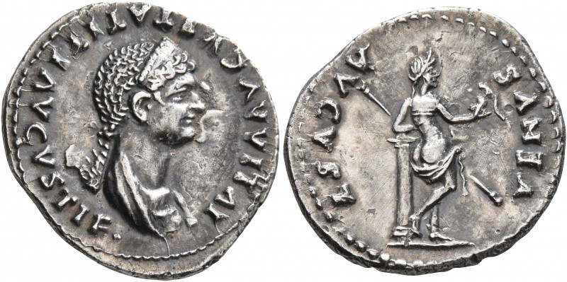 Julia Titi, Augusta, 79-90/1. Denarius (Silver, 21 mm, 3.16 g, 6 h), Rome, 80-81...
