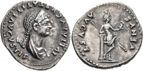 Julia Titi, Augusta, 79-90/1. Denarius (Silver, 21 mm, 3.16 g, 6 h), Rome, 80-81. IVLIA AVGVSTA TITI AVGVSTI F• Diademed and draped bust of Julia Titi...