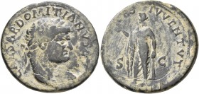 Domitian, as Caesar, 69-81. As (Copper, 26 mm, 8.80 g, 1 h), uncertain eastern mint (Ephesos?), circa 77-78. CAESAR•DOMITIANVS [AVG F] Laureate head o...
