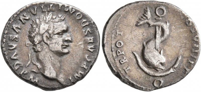 Domitian, 81-96. Denarius (Silver, 18 mm, 3.00 g, 12 h), Rome, 82. IMP CAES DOMI...