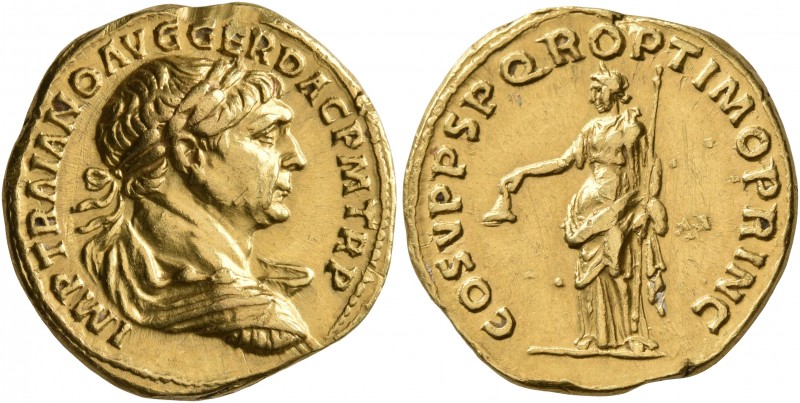 Trajan, 98-117. Aureus (Gold, 19 mm, 7.12 g, 7 h), Rome, 108-110. IMP TRAIANO AV...