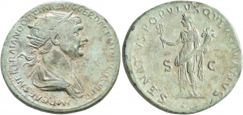 Trajan, 98-117. Dupondius (Bronze, 27 mm, 12.06 g, 6 h), Rome, 115-116. IMP CAES...