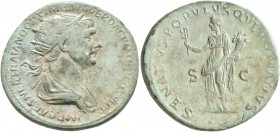Trajan, 98-117. Dupondius (Bronze, 27 mm, 12.06 g, 6 h), Rome, 115-116. IMP CAES NER TRAIANO OPTIMO AVG GER DAC P M TR P COS VI P P Radiate and draped...