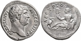 Hadrian, 117-138. Denarius (Silver, 18 mm, 3.20 g, 7 h), Rome, circa 130-133. HADRIANVS AVG COS III P P Bare head of Hadrian to right. Rev. AEGYPTOS E...