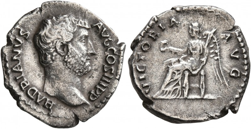 Hadrian, 117-138. Denarius (Silver, 17 mm, 3.00 g, 5 h), Rome, 136. HADRIANVS AV...