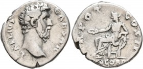 Aelius, Caesar, 136-138. Denarius (Silver, 17 mm, 3.42 g, 7 h), Rome, 137. L AELIVS CAESAR Bare head of Aelius to right. Rev. TR POT COS II / [CO]NCOR...