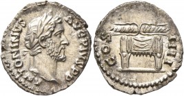 Antoninus Pius, 138-161. Denarius (Silver, 19 mm, 2.90 g, 6 h), Rome, 145-161. ANTONINVS AVG PIVS P P Laureate head of Antoninus Pius to right. Rev. C...