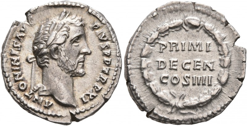 Antoninus Pius, 138-161. Denarius (Silver, 18 mm, 3.38 g, 11 h), Rome, 147-148. ...