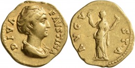 Diva Faustina Senior, died 140/1. Aureus (Gold, 19 mm, 7.07 g, 6 h), Rome, circa 146-161. DIVA FAVSTINA Diademed and draped bust of Diva Faustina to r...
