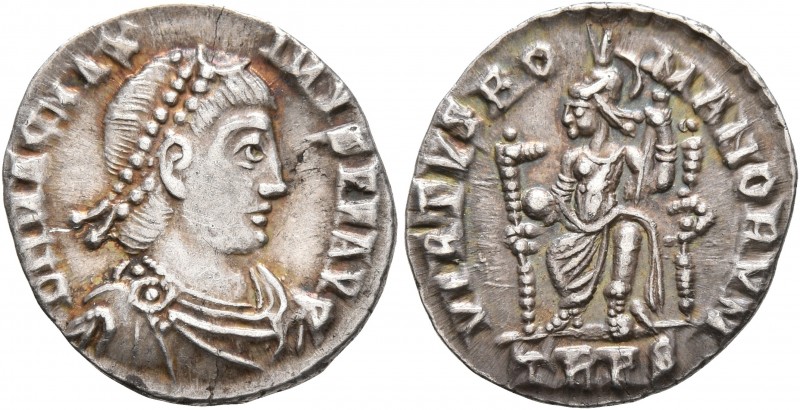 Magnus Maximus, 383-388. Siliqua (Silver, 17 mm, 1.59 g, 6 h), Treveri. D N MAG ...