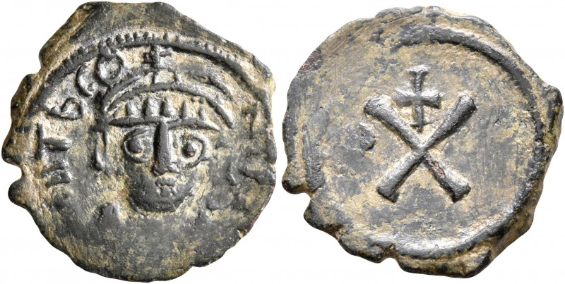 Maurice Tiberius, 582-602. Dekanummium (Bronze, 19 mm, 2.29 g, 7 h), Constantino...