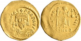 Phocas, 602-610. Solidus (Gold, 22 mm, 4.47 g, 7 h), Constantinopolis, 602/3. O N FOCAS PERP AVG Draped and cuirassed bust of Phocas facing, wearing c...
