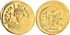 Phocas, 602-610. Solidus (Gold, 22 mm, 4.48 g, 7 h), Constantinopolis, 603-607. o N FOCAS PЄRP AVG Draped and cuirassed bust of Phocas facing, wearing...