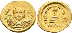 Heraclius, 610-641. Solidus (Gold, 22 mm, 4.46 g, 7 h), Constantinopolis, 610-613. d N hЄRACLIЧS P P AVG Draped and cuirassed bust of Heraclius facing...
