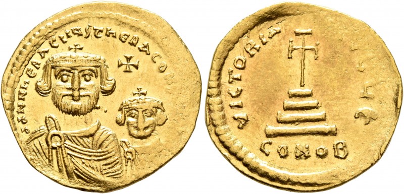 Heraclius, with Heraclius Constantine, 610-641. Solidus (Gold, 21 mm, 4.35 g, 7 ...