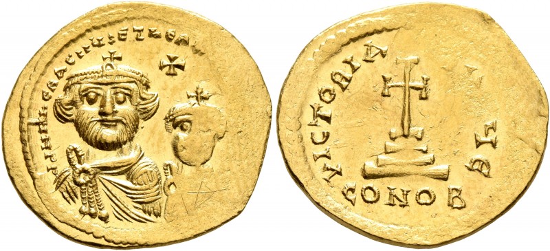 Heraclius, with Heraclius Constantine, 610-641. Solidus (Gold, 21 mm, 4.39 g, 7 ...