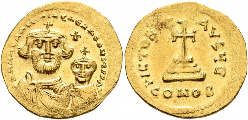 Heraclius, with Heraclius Constantine, 610-641. Solidus (Gold, 21 mm, 4.52 g, 7 ...