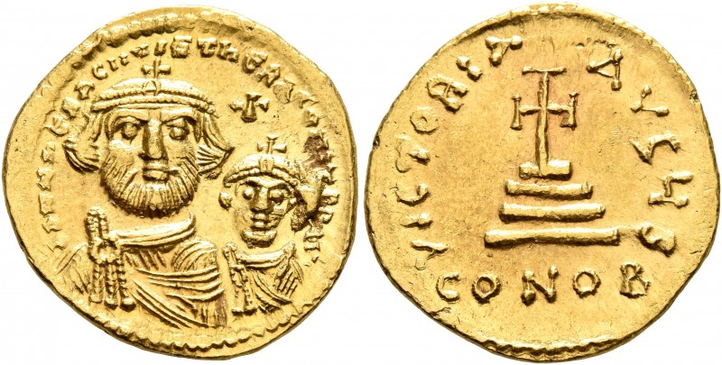 Heraclius, with Heraclius Constantine, 610-641. Solidus (Gold, 20 mm, 4.51 g, 7 ...