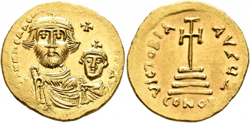 Heraclius, with Heraclius Constantine, 610-641. Solidus (Gold, 20 mm, 4.46 g, 7 ...