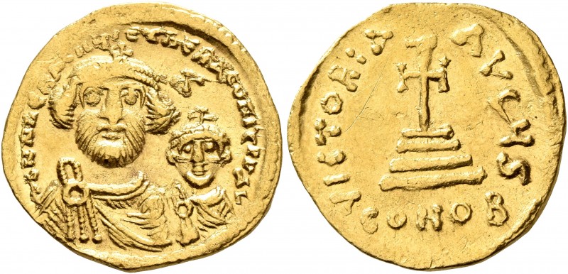 Heraclius, with Heraclius Constantine, 610-641. Solidus (Gold, 20 mm, 4.47 g, 7 ...