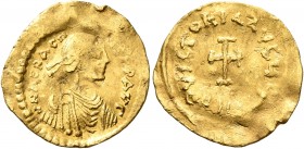 Heraclius, 610-641. Tremissis (Gold, 16 mm, 1.43 g, 7 h), Constantinopolis, 613-641. δ N hЄRACLIЧS T P P AV Diademed, draped and cuirassed bust of Her...