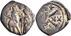Heraclius, with Heraclius Constantine, 610-641. Half Follis (Bronze, 23 mm, 4.86 g, 7 h), 'sword issue', Constantinopolis, RY 20 = 629/30. Heraclius, ...
