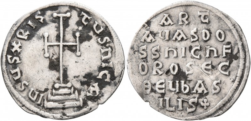 Artavasdus, 742-743. Miliaresion (Silver, 21 mm, 1.64 g, 12 h), with Nicephorus ...