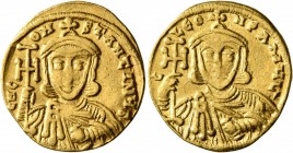 Constantine V Copronymus, 741-775. Solidus (Gold, 20 mm, 4.44 g, 6 h), Constantinopolis, circa 741-751. δ N CONSTANTINЧ [...] Crowned bust of Constant...