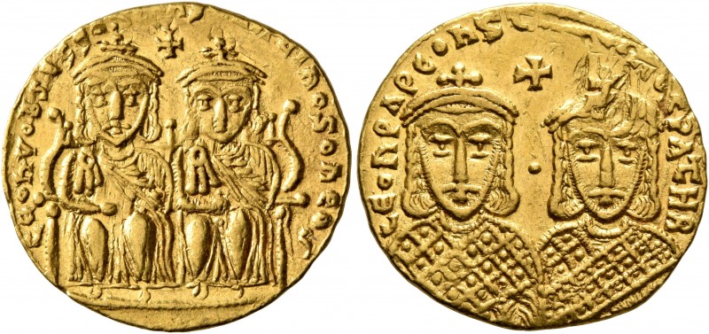 Leo IV the Khazar, with Constantine VI, 775-780. Solidus (Gold, 21 mm, 4.45 g, 6...