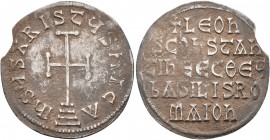 Leo V the Armenian, with Constantine, 813-820. Miliaresion (Silver, 23 mm, 1.84 g, 12 h), Constantinopolis. IҺSЧS XRISTЧS ҺICA Cross potent set on thr...