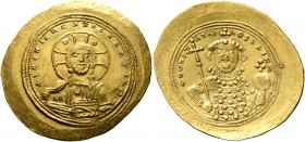 Constantine IX Monomachus, 1042-1055. Histamenon (Gold, 30 mm, 4.45 g, 6 h), Constantinopolis. +IhS XIS RCX RCCNANTIҺm Nimbate bust of Christ facing, ...