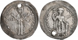 Constantine IX Monomachus, 1042-1055. Miliaresion (Silver, 27 mm, 2.72 g, 5 h), Constantinopolis. +ΔЄCΠΟI NACωΖΟΙC The Virgin orans, nimbate, standing...