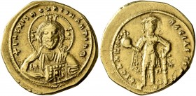 Isaac I Comnenus, 1057-1059. Tetarteron (Gold, 20 mm, 4.07 g, 7 h), Constantinopolis. +I hZ XIS REX REςNANTIҺm Nimbate bust of Christ facing, wearing ...