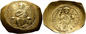 Constantine X Ducas, 1059-1067. Histamenon (Gold, 29 mm, 4.46 g, 7 h), Constantinopolis. +IhS IXI RCX RCSNANTIҺm Christ, nimbate, seated facing on squ...