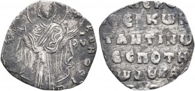 Constantine X Ducas, 1059-1067. 2/3 Miliaresion (Silver, 16 mm, 0.79 g, 6 h), Constantinopolis. ӨЄOTOK - ROHΘЄI / MHP - ΘV The Virgin orans, nimbate, ...