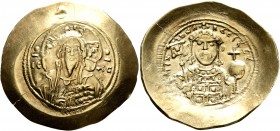 Michael VII Ducas, 1071-1078. Histamenon (Electrum, 30 mm, 4.42 g, 6 h), Constantinopolis. Bust of Christ Pantokrator facing, wearing tunic and palliu...