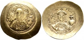 Michael VII Ducas, 1071-1078. Histamenon (Electrum, 28 mm, 4.42 g, 6 h), Constantinopolis. Bust of Christ Pantokrator facing, wearing tunic and palliu...