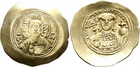 Michael VII Ducas, 1071-1078. Histamenon (Electrum, 29 mm, 4.31 g, 6 h), Constantinopolis. Bust of Christ Pantokrator facing, wearing tunic and palliu...