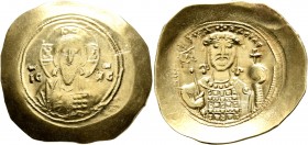 Michael VII Ducas, 1071-1078. Histamenon (Electrum, 30 mm, 4.33 g, 6 h), Constantinopolis. Bust of Christ Pantokrator facing, wearing tunic and palliu...