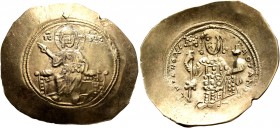 Nicephorus III Botaniates, 1078-1081. Histamenon (Electrum, 29 mm, 4.17 g, 7 h), Constantinopolis. Christ, nimbate, seated facing on backless throne, ...