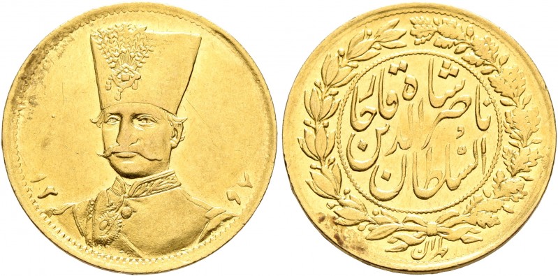 IRAN, Qajars. Nasir al-Din Shah, AH 1264-1313 / AD 1848-1896. Toman (Gold, 19 mm...