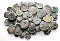 A lot containing 71 bronze coins. All: Magna Graecia. Fine to very fine. LOT SOLD AS IS, NO RETURNS. 71 coins in lot.


From a Swiss collection, fo...
