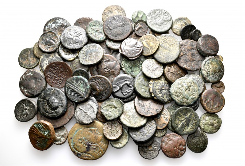 A lot containing 96 bronze coins. All: Celtic (6) and Greek (90). Fine to very f...