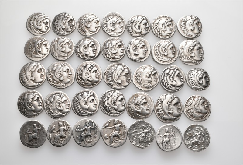 A lot containing 35 silver coins. All: Drachms of Alexander III 'the Great' and ...