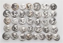 A lot containing 36 silver coins. All: Baktrian Obols. Fine to very fine. LOT SOLD AS IS, NO RETURNS. 36 coins in lot.