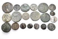 A lot containing 1 silver and 19 bronze coins. Includes: Greek, Roman Provincial and Roman Imperial. About very fine to good very fine. LOT SOLD AS IS...