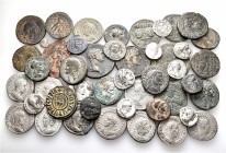 A lot containing 24 silver and 22 bronze coins. Includes: Greek, Roman Provincial, Roman Imperial, Byzantine, early Medieval and Islamic. Fine to very...