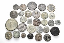 A lot containing 1 silver and 28 bronze coins. All: Roman Provincial. Fine to very fine. LOT SOLD AS IS, NO RETURNS. 29 coins in lot.