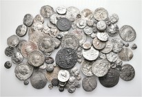A lot containing 114 silver coins. Includes: Greek, Roman Imperial, Byzantine, Islamic and modern. Fine to about very fine. LOT SOLD AS IS, NO RETURNS...
